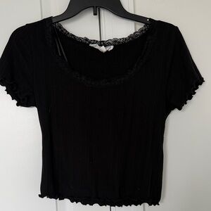 Hippie Rose Black Lace Trim Crop Top